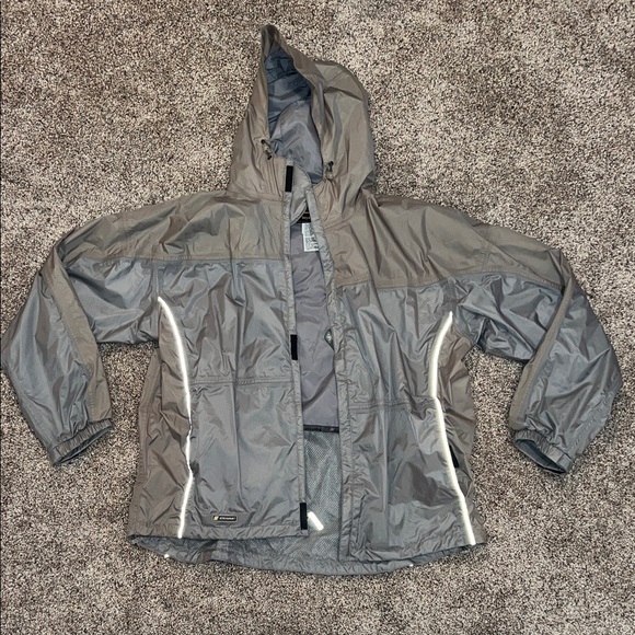 Men's Gray Hooded Raincoat - Picture 1 of 3